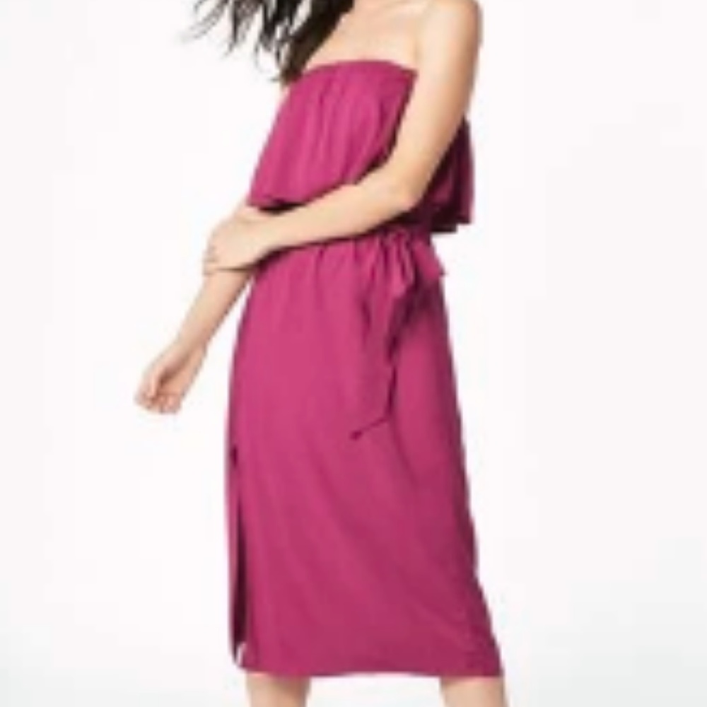 🔥LAST ONE🔥XL -Strapless Midi Dress -Sash-Plum - Picture 1 of 4